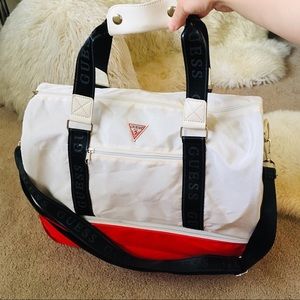Guess Womens Velvet Logo Small Duffle Bag Handbag